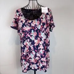 ★Eddie Bauer★エディバウアー★XXL★紺花柄プリントTシャツ★新品★