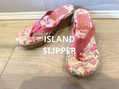 美品♡ アイランドスリッパー　ウェッジサンダル　花柄　ピンク