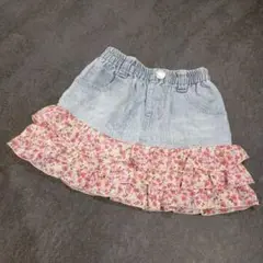 デニム花柄フリルスカート 120
