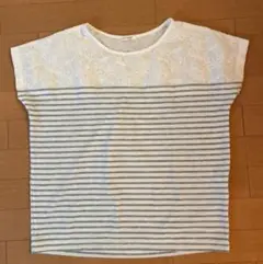 ストライプ レース Tシャツ L