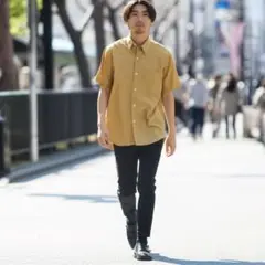 【セール品】 Ｂazz イエロー 半袖シャツ コットン・リネン混