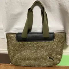 PUMA オリーブグリーン トートバッグ　カゴバック　プーマ