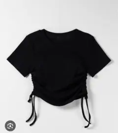 黒 サイド絞り 半袖Tシャツ