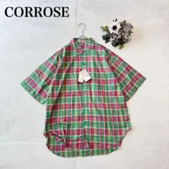 新品タグ付き【CORROSE】半袖シャツ（M)チェック 綿100% カジュアル