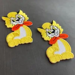 刺繡ワッペン　人気お買い得セット　ネコ　黄　2枚セット