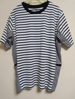 【美品】ワークマン女子　ポケット付きボーダーTシャツ 黒ボーダー　Mサイズ