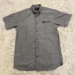 FRED PERRY シャツ チェック 刺繍ロゴ グレー
