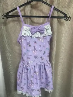 紫色 キッズ水着 キャンディプリント
