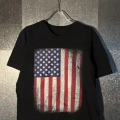 USA古着Tシャツ Mサイズ アメリカ国旗　ブラック
