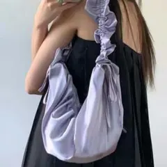 2wayシャーリングショルダーバッグ　可愛い　 おしゃれ　リボンバッグ