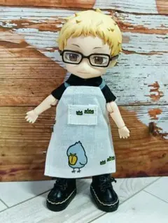 単品☆ハシビロコウ柄の家庭科エプロン（ふきん付き）☆ねんどろいどどーる服