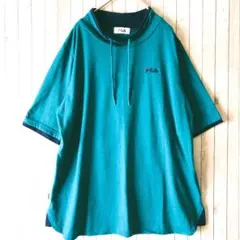 【FILA】 オーバーサイズ　5分丈Tシャツ 深緑　ユニセックス　LL