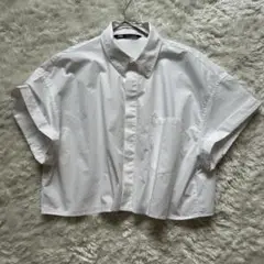 ザラ ZARA ホワイト クロップドシャツ 半袖　白　Lサイズ(USA M)