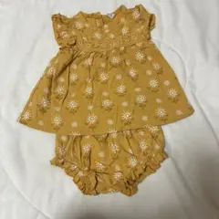 花柄マスタード色セットアップ　12-18ヶ月