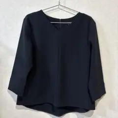 ESPRITMUR ネイビー Vネック 七分袖ブラウス
