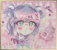 オリジナルキャラクター　手描き　色紙　イラスト