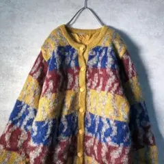 【ヴィンテージ】レトロ 総柄 ニットカーディガン 古着 used AS108
