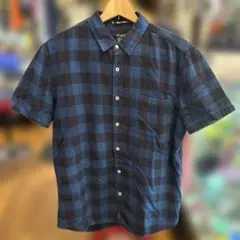 レア　半袖ネルシャツ21 MEN Lサイズ ネイビー Forever21