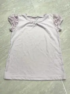 薄紫 Tシャツ レースフリル　140