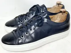 イタリア製 良品 HUGO BOSS 39 レザースニーカー シューズ ネイビー