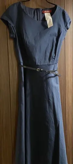MaxMara STUDIO ネイビー フレアワンピース ベルト付き