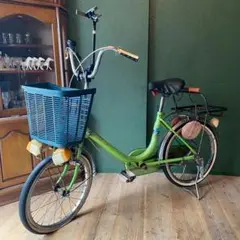 昭和レトロ ビンテージ タカクラ VILLA 自転車 ママチャリ 当時物グリーン 昭和レトロ ビンテージ タカクラ VILLA 自転車 ママチャリ 当時