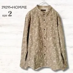 291295=HOMME メンズ長袖シャツ 総柄 茶色