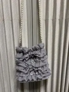 グレー フリルデザイン パーティーバッグ