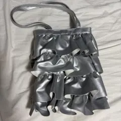 シルバー フリルデザイン トートバッグ