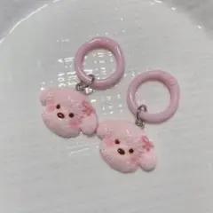 シューズタグ　ピンクわんこ