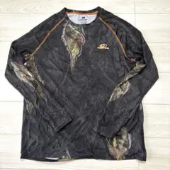 ドライTシャツ　L 黒　柄　ツルツル素材　長袖