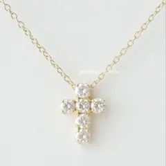 【ポンテヴェキオ】K18YG ダイヤモンド クロスモチーフ ネックレス