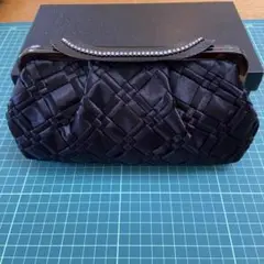 ブラック編み込みデザインパーティーバッグ