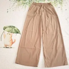 【ヌーヴェルドゥパラディ】ワイドパンツ ウエスト総ゴム 日本製 ゆったり【M】