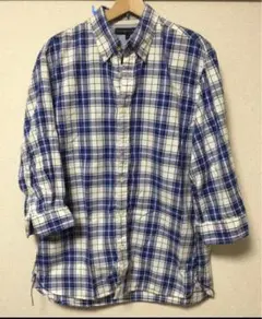 ブランドTommy Hilfiger 七分袖シャツLサイズチェックシャツ