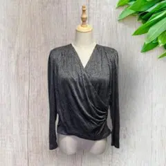 美品✨アイ(M)シャツブラウス 長袖 レディース 総柄 和柄 パワーショルダー