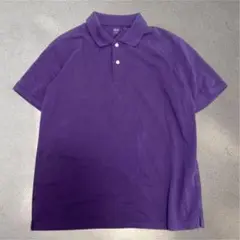 ユニクロ　UNIQLO ポロシャツ　半袖シャツ　メンズ　紫　無地　ボタン XL