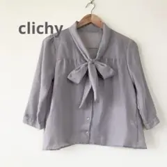 clichy ロング カフス リボン付き 五分袖 ブラウス 美品