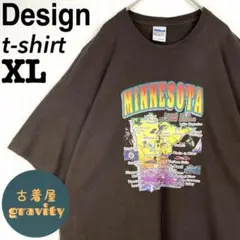 【人気】ギルダン☆tシャツ　ミネソタ　バックプリント　ブラウン
