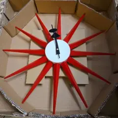 【即発送】掛時計　サンバーストクロック　赤　レッド　おしゃれ