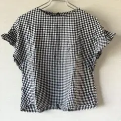 anyFAM エニィファム フレンチリネンブレンド フリル チェック M