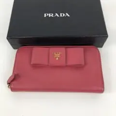 PRADA プラダ リボン 長財布 レザー ピンク 小物 レディース ブランド