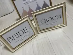 ウェディングサイン BRIDE GROOM ゴールドフレーム