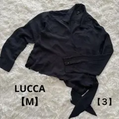 LUCCA ブラック クロップドシャツ Mサイズ カシュクール 裾リボン付き