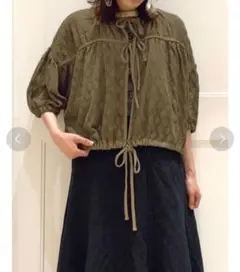 サマンサモスモス メッシュ前後着ブラウス オリーブ