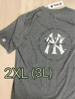 MLB ヤンキース Tシャツ 半袖 サークルロゴ カスレ ブラック 2XL 3L