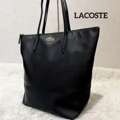 【美品】LACOSTE ラコステ　レザートートバッグ　肩掛け　A4可　PVC 黒