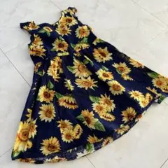 新品/110 ひまわり柄ワンピース