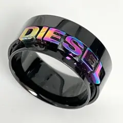 A23【超音波清掃済み】DIESEL リング 19号 ロゴ ラインストーン
