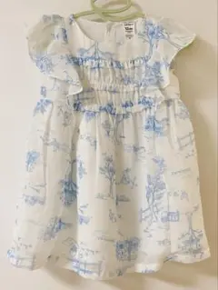 Carter's カーターズ ベビー シフォンワンピース 白・青 12ヶ月 半袖